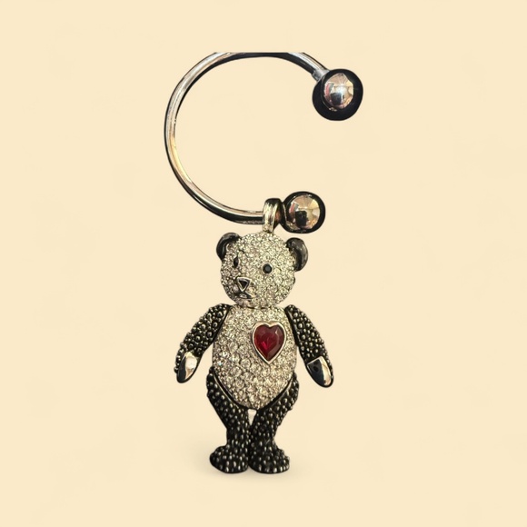 Real Collectibles by Adrienne Rhinestone/Crystal Bear Key Ring/Pendant - Picture 1 of 4